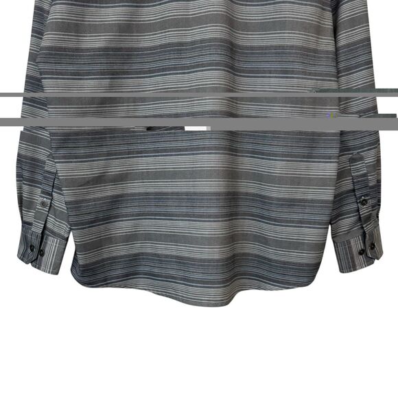 Swiss Tech Mens Size Large Button Up Shirt Long Sleeve Striped Gray Blue - Picture 6 of 10